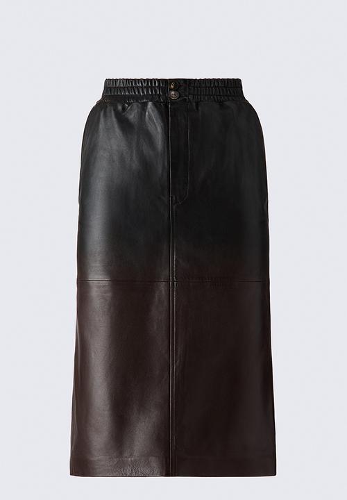 H&M - ELIE SAAB H&M: Leather midi skirt - black/brown - 1349628001