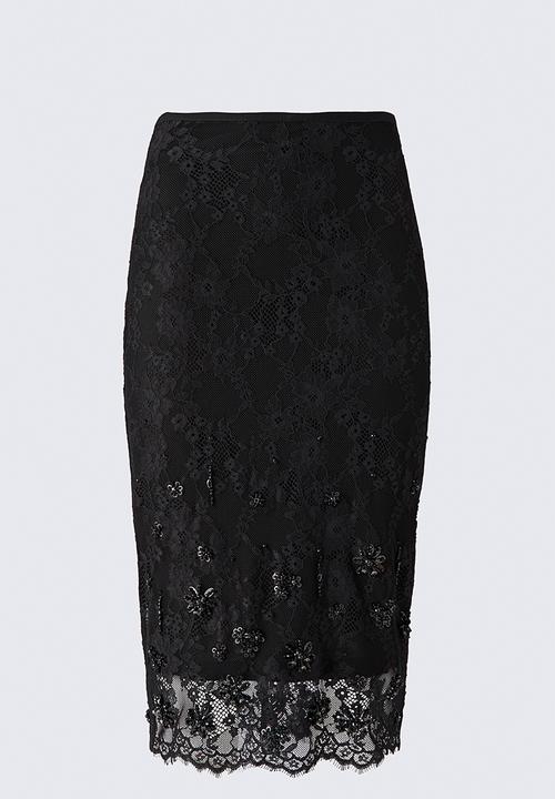 H&M - ELIE SAAB H&M: Embellished lace skirt - black