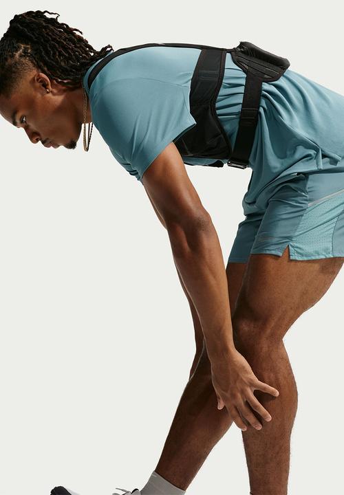 Nike - Nike Miler Dri Fit 5Inch Brief Lined Running Shorts - Smokey Blue/Cerulean/Reflective Silv
