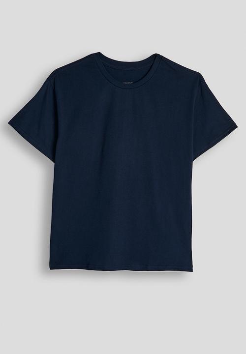 Pop Candy - Sardine graphic drop shoulder tee - navy