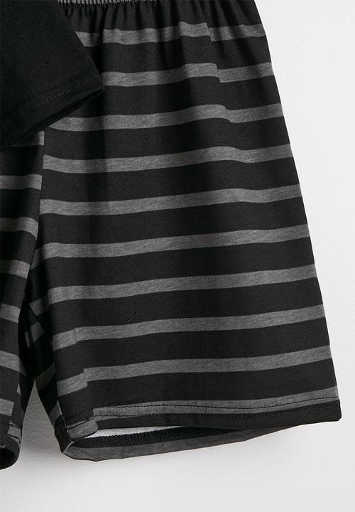 Pop Candy - Pj set - black/charcoal stripe