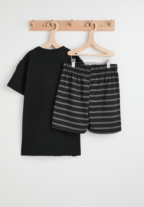 Pop Candy - Pj set - black/charcoal stripe