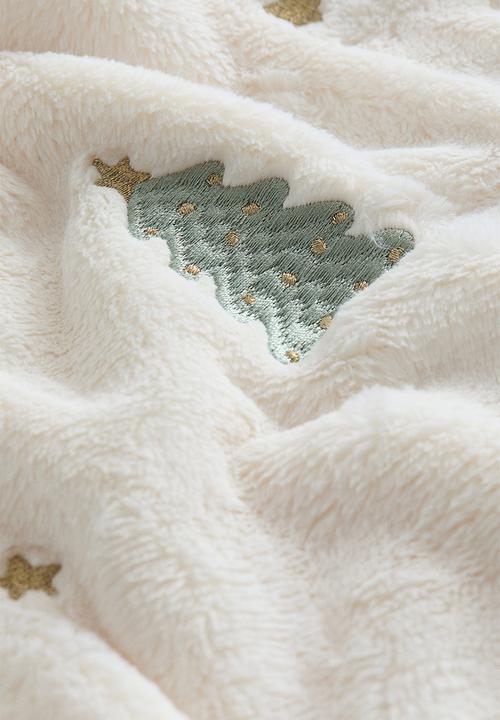 H&M - Embroidered cushion cover - cream/christmas