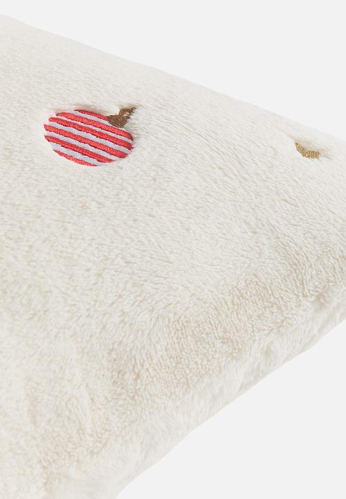 H&M - Embroidered cushion cover - cream/christmas