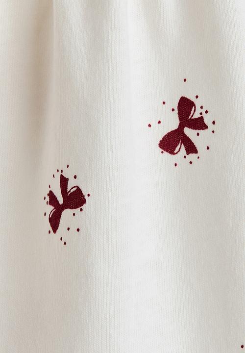 H&M - Printed cotton dress - cream/bows