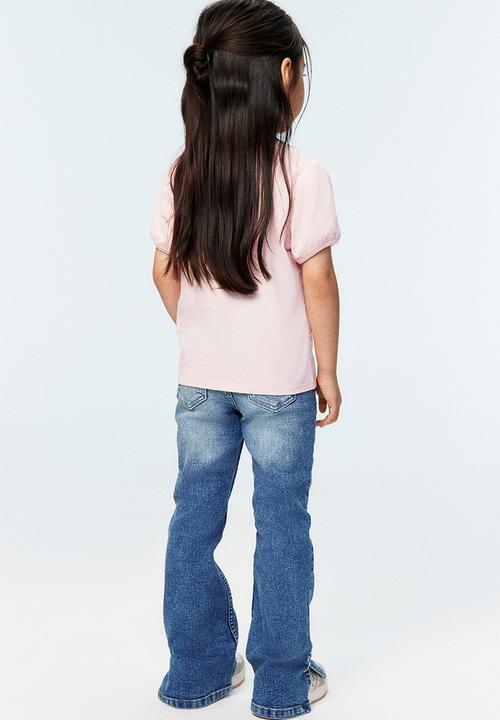 H&M - Printed puff-sleeved t-shirt - light pink/cinnamoroll