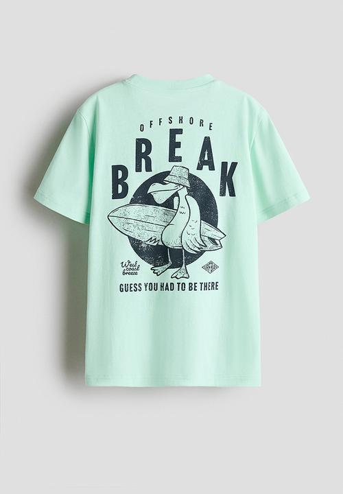 H&M - Printed cotton T-shirt - mint green/offshore break