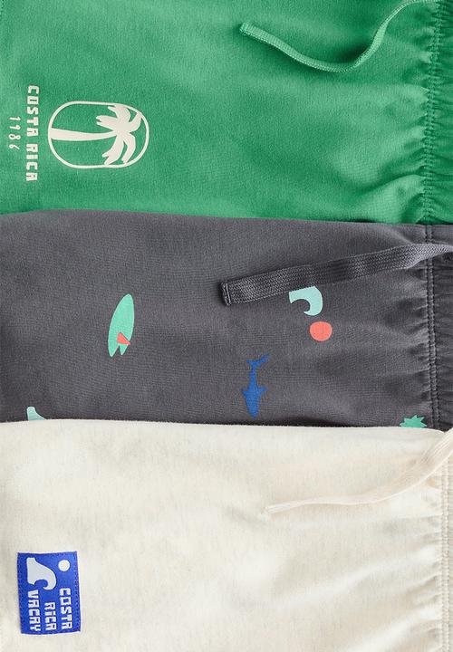 H&M - 3-Pack pull-on shorts - cream/dark grey/green