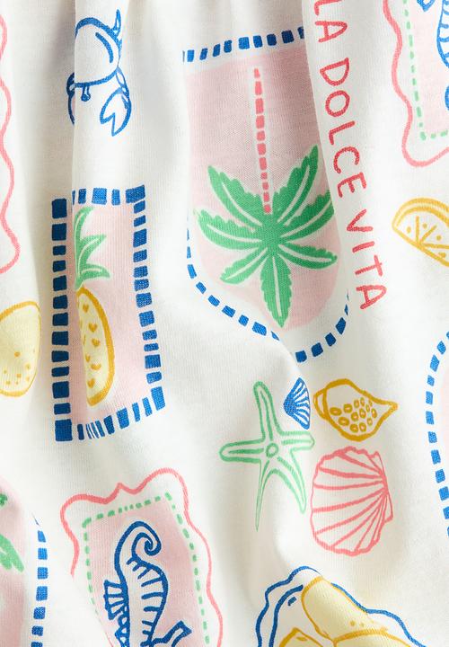 H&M - Patterned cotton dress - white/la dolce vita