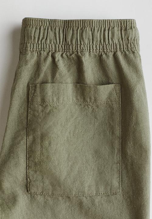 H&M - Linen-blend shorts - dark khaki green