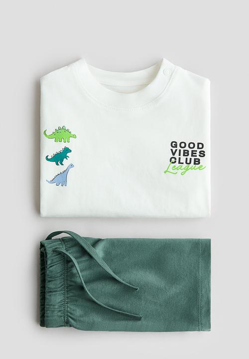 H&M - 2-Piece cotton set - green/good vibes club