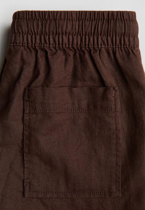 H&M - Linen-blend drawstring shorts - brown