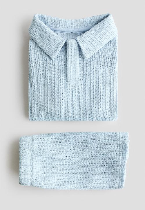 H&M - 2-piece pointelle-knit set - light blue