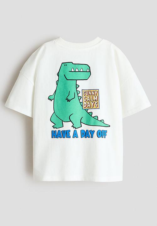 H&M - Oversized printed t-shirt - white/dinosaur