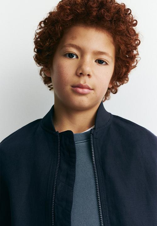 H&M - Linen-blend bomber jacket - navy blue
