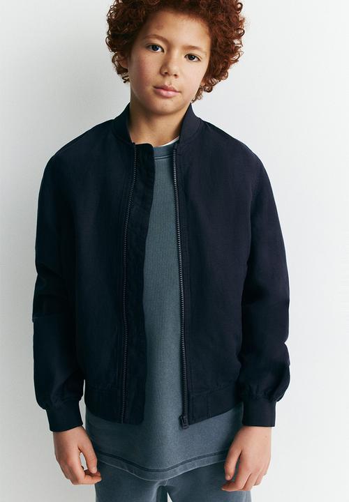 H&M - Linen-blend bomber jacket - navy blue