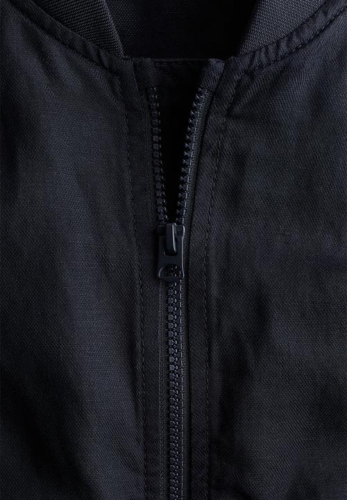 H&M - Linen-blend bomber jacket - navy blue