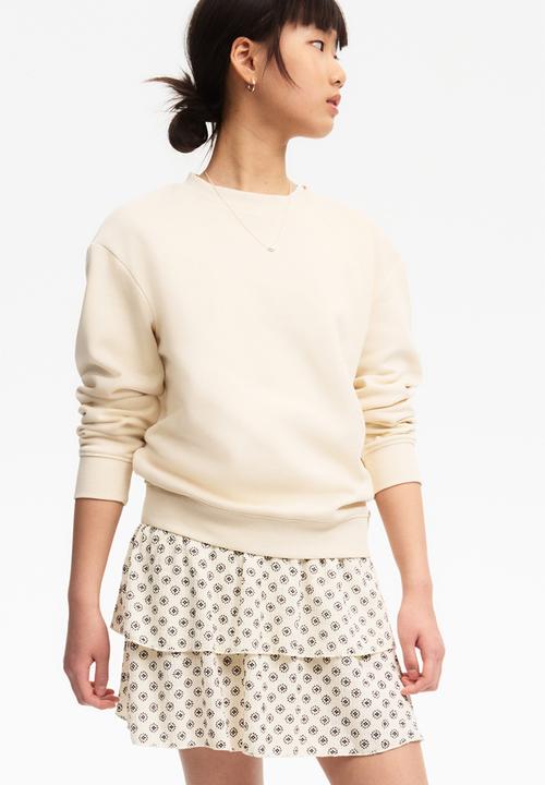 H&M - Patterned tiered skirt - light beige/patterned