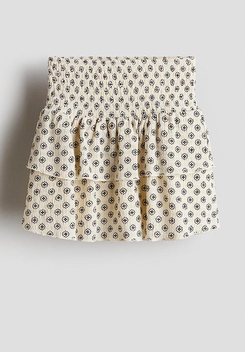 H&M - Patterned tiered skirt - light beige/patterned