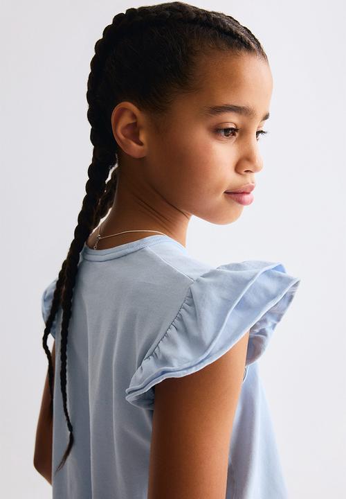 H&M - Flutter-sleeved top - light blue