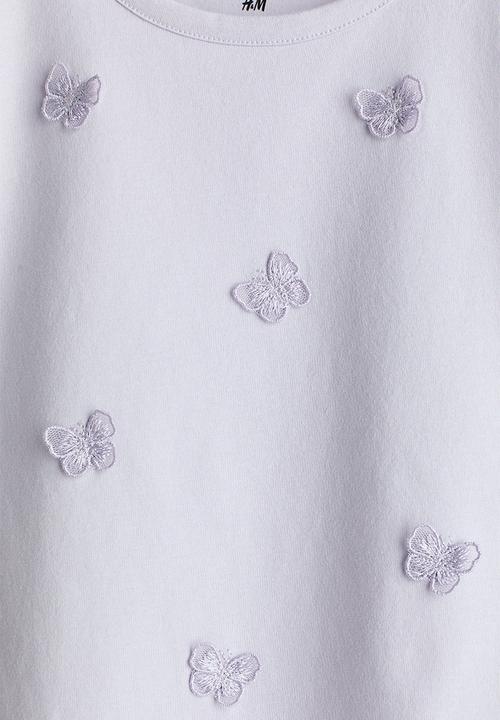 H&M - Appliqued top - lilac/butterflies