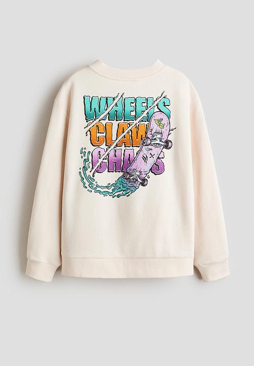H&M - Printed cotton sweatshirt - light beige/garfield