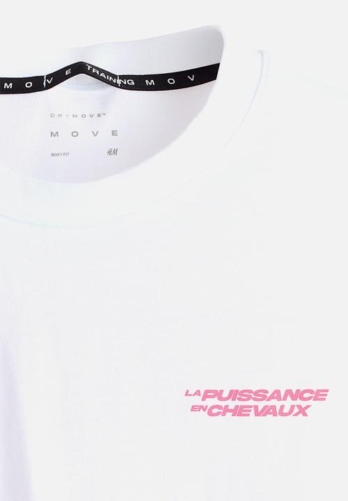 H&M - Boxy-style sports t-shirt with drymove? - white/la puissance