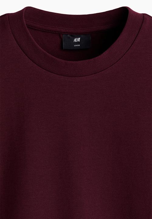 H&M - Loose fit interlock t-shirt - burgundy