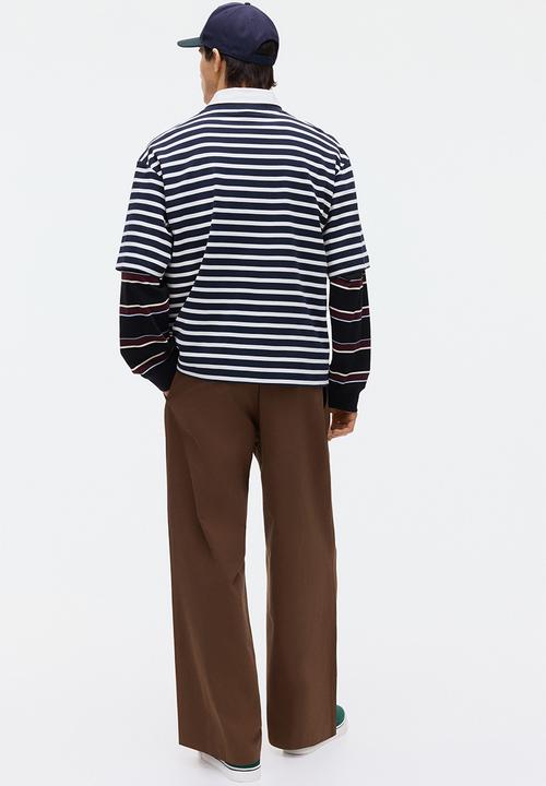 H&M - Loose fit cotton t-shirt - navy blue/striped