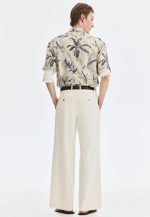 H&M - Loose fit wide trousers - cream