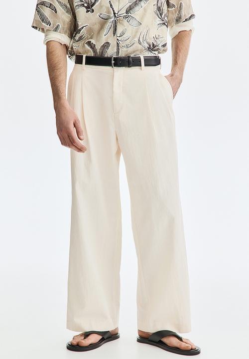 H&M - Loose fit wide trousers - cream