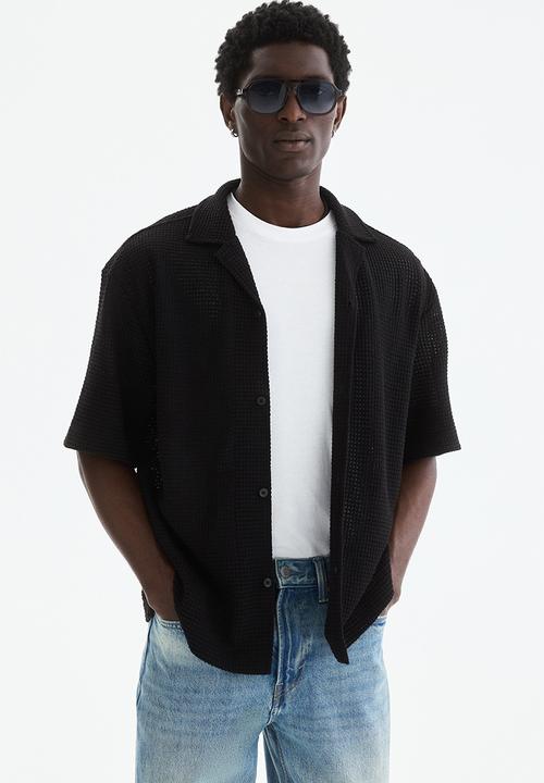 H&M - Relaxed fit textured resort shirt - black