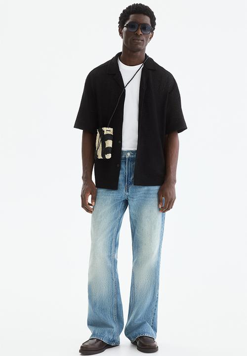 H&M - Relaxed fit textured resort shirt - black