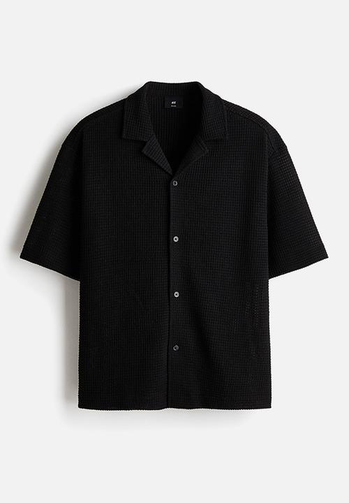 H&M - Relaxed fit textured resort shirt - black