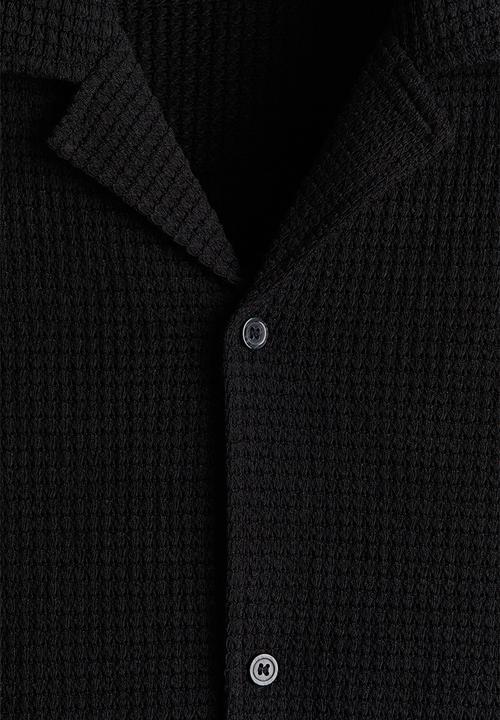 H&M - Relaxed fit textured resort shirt - black