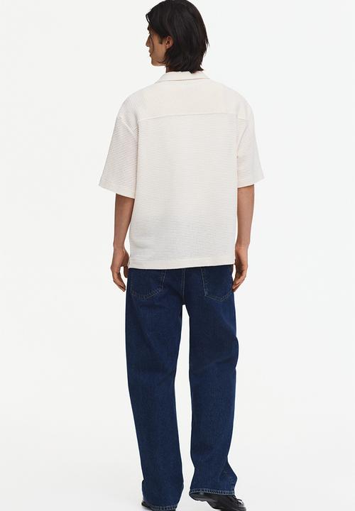H&M - Relaxed fit textured resort shirt - cream