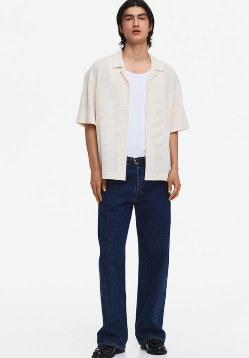H&M - Relaxed fit textured resort shirt - cream