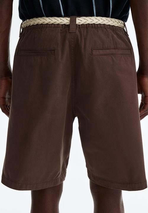 H&M - Relaxed fit cotton chino shorts - dark brown