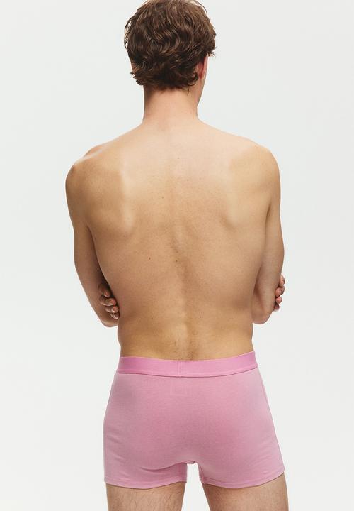 H&M - 3-Pack ribbed short trunks - pink/brown/grey