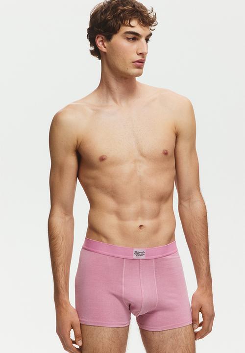 H&M - 3-Pack ribbed short trunks - pink/brown/grey