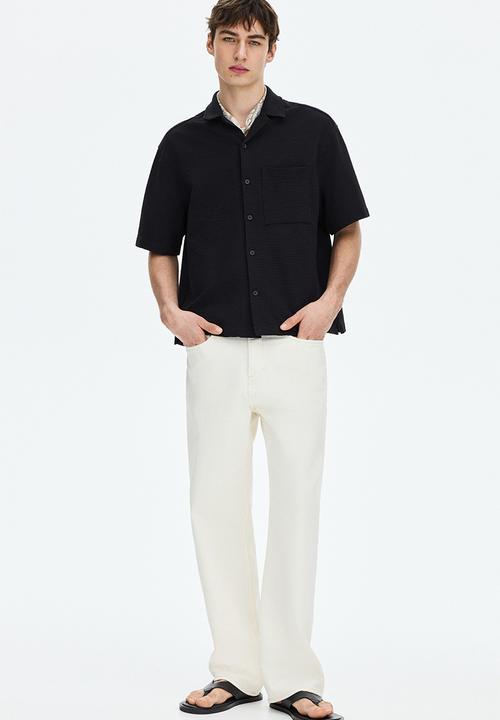 H&M - Relaxed fit waffled resort shirt - black
