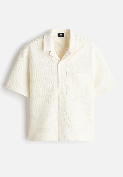 H&M - Relaxed fit waffled resort shirt - cream