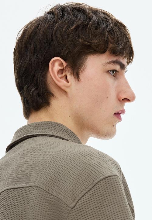 H&M - Relaxed fit waffled resort shirt - khaki green