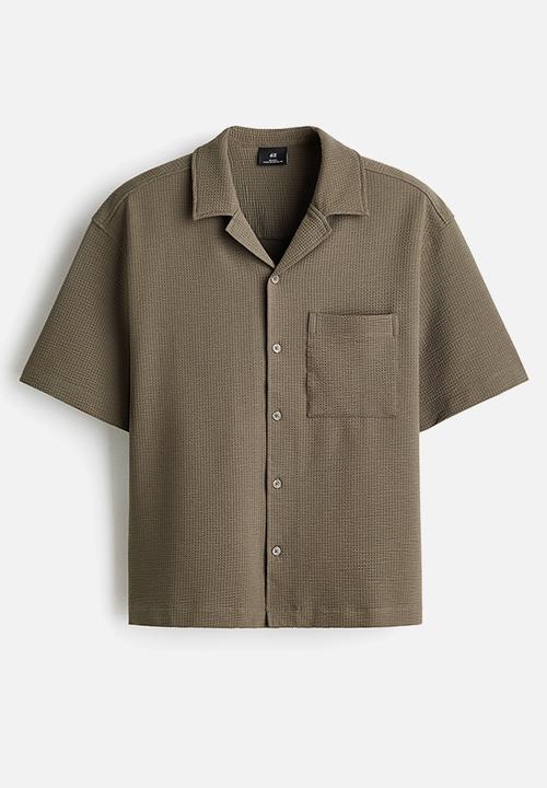 H&M - Relaxed fit waffled resort shirt - khaki green