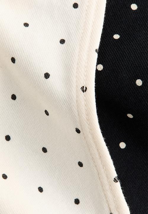 H&M - 5-pack cotton thong briefs - black/cream polka dot