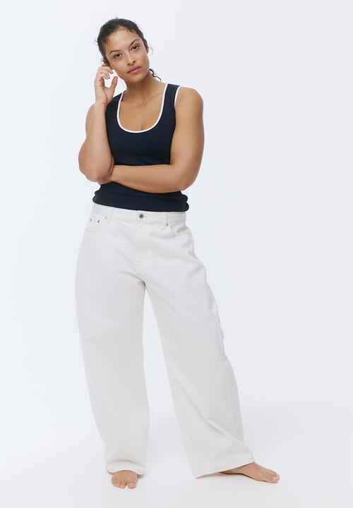 H&M - Ribbed cotton vest top - navy blue