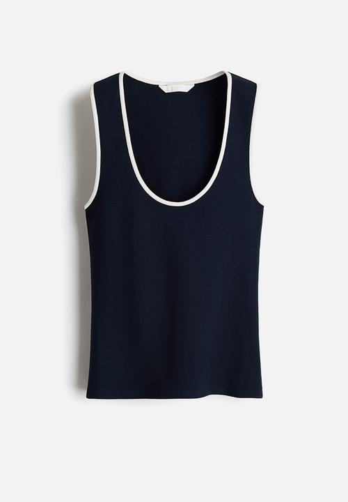 H&M - Ribbed cotton vest top - navy blue