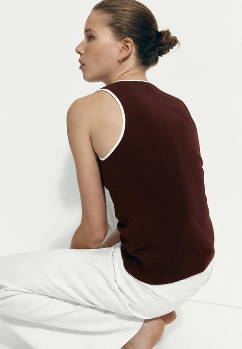 H&M - Ribbed cotton vest top - dark brown