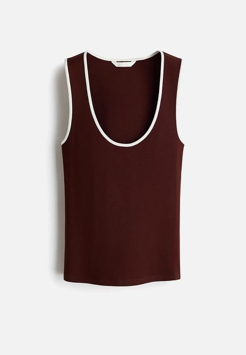 H&M - Ribbed cotton vest top - dark brown