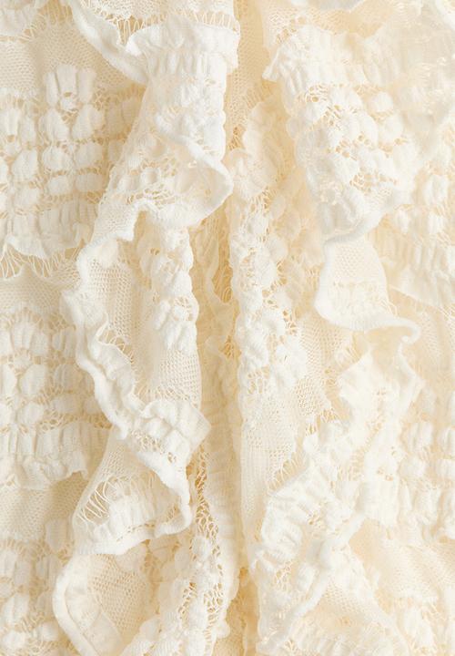 H&M - Lace-look jersey blouse - cream